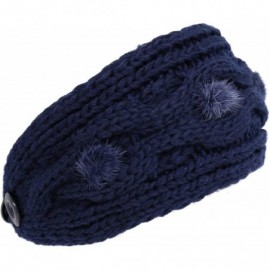 Cold Weather Headbands Plain Adjustable Winter Cable Knit Headband - 2-navy - CG18MGN9ORD $13.28