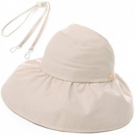 Sun Hats UV50 Foldable Sunhat Women Ponytail Hole Safari Beach Fishing Bucket Hat 55-61CM - 00017_beige - C718RTGM235 $20.59