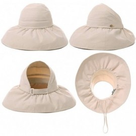 Sun Hats UV50 Foldable Sunhat Women Ponytail Hole Safari Beach Fishing Bucket Hat 55-61CM - 00017_beige - C718RTGM235 $20.59