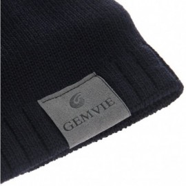 Skullies & Beanies Men's Winter Knit Thermal Fleece Lined Pull-on Beanei Hat Skull Cap 60cm - Navy Blue - CI1890GX5O9 $11.63