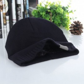 Skullies & Beanies Men's Winter Knit Thermal Fleece Lined Pull-on Beanei Hat Skull Cap 60cm - Navy Blue - CI1890GX5O9 $11.63