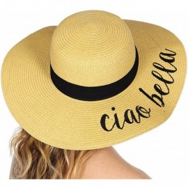 Sun Hats Beach Hats for Women - Embroidered Floppy Wide Brim Paper Straw Sun Hats for Women Summer Hat Foldable - CR18DNI8CYH...