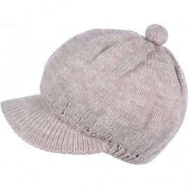 Skullies & Beanies Womens Winter Visor Cap Beanie Hat Wool Blend Lined Crochet Decoration - Hbiege Lines - CL18WGRIIRC $17.47