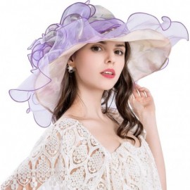 Sun Hats Kentucky Derby Hats for Womens Organza Fascinator British Tea Party Wedding Dress Cap Mysterious UPF 50+ - Purple - ...