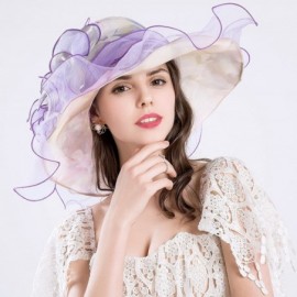 Sun Hats Kentucky Derby Hats for Womens Organza Fascinator British Tea Party Wedding Dress Cap Mysterious UPF 50+ - Purple - ...