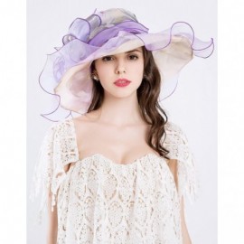 Sun Hats Kentucky Derby Hats for Womens Organza Fascinator British Tea Party Wedding Dress Cap Mysterious UPF 50+ - Purple - ...