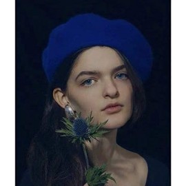 Berets Women Wool Beret Hat French Style Solid Color - Jewelry Blue - CF194GSSNDN $13.25