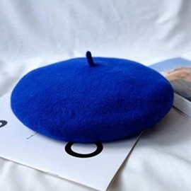 Berets Women Wool Beret Hat French Style Solid Color - Jewelry Blue - CF194GSSNDN $13.25