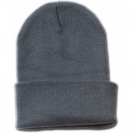 Skullies & Beanies Long Cuff Beanie Cap - Heather Charcoal - C7112I1NSYB $10.62