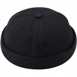 Skullies & Beanies Swag Wool Knit Cuff Short Fisherman Beanie for Men Women- Winter Warm Hats - Z-brimless Style-black - CJ19...