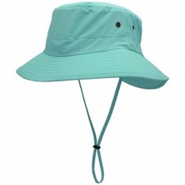 Sun Hats Women Lightweight Safari Sun Hat Quick Dry Fishing Hat with Strap Cool - Aqua Blue - CG18G0R0WTO $18.76