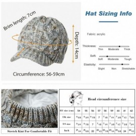 Skullies & Beanies Womens Knit Visor Beanie Newsboy Cap Winter Warm Hat Cold Snow Weather Girl 55-60cm - 69242-black - C018LL...