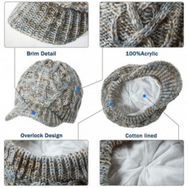 Skullies & Beanies Womens Knit Visor Beanie Newsboy Cap Winter Warm Hat Cold Snow Weather Girl 55-60cm - 69242-black - C018LL...