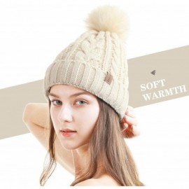 Skullies & Beanies Women Winter Pompom Beanie Hat with Warm Fleece Lined- Thick Slouchy Snow Knit Skull Ski Cap - 1 Oatmeal -...