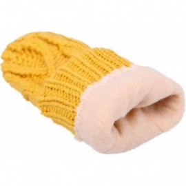 Skullies & Beanies 3 in 1 Women Soft Warm Thick Cable Knitted Hat Scarf & Gloves Winter Set - Yellow Gloves W/ Lined - CW18IT...