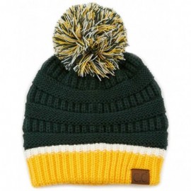 Skullies & Beanies Exclusive University College School Color Pom Pom Skully Beanie (1429-Green/Gold) - C318ZSA39AZ $16.97