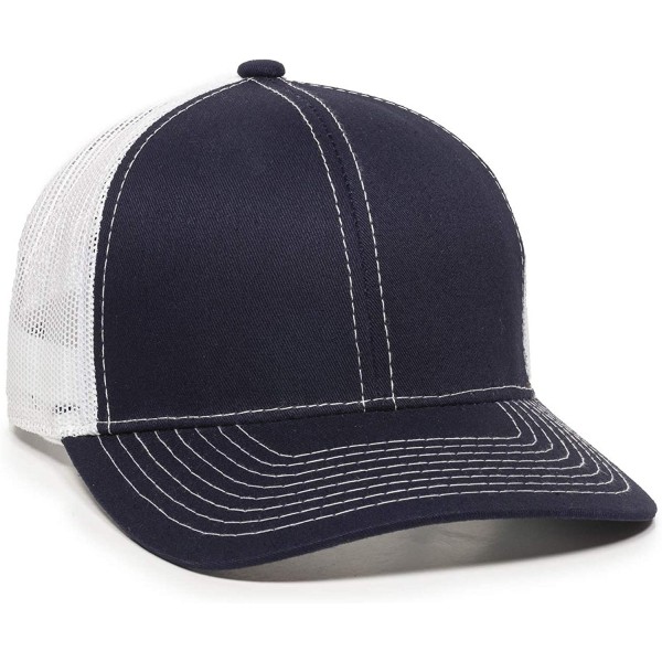 Baseball Caps Structured mesh Back Trucker Cap - Navy/White - C41820034ZT $11.91