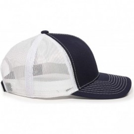 Baseball Caps Structured mesh Back Trucker Cap - Navy/White - C41820034ZT $11.91