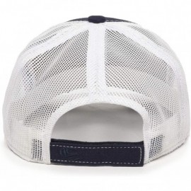 Baseball Caps Structured mesh Back Trucker Cap - Navy/White - C41820034ZT $11.91