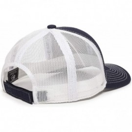 Baseball Caps Structured mesh Back Trucker Cap - Navy/White - C41820034ZT $11.91