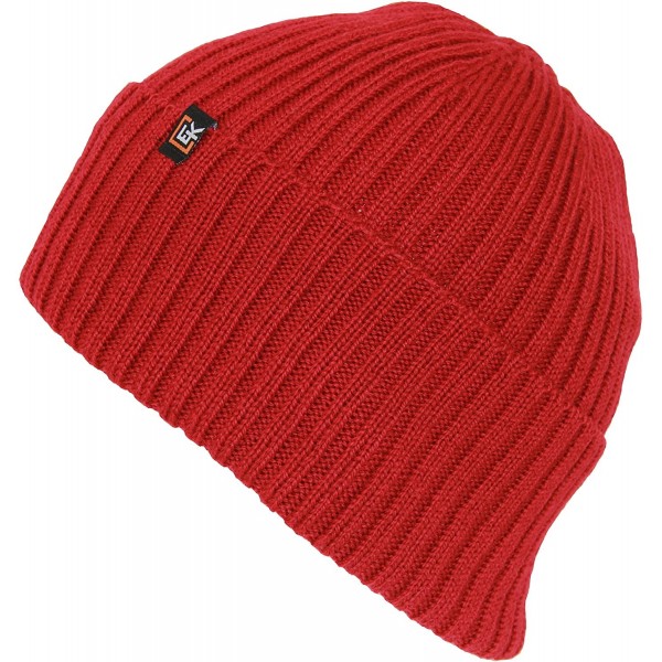 Skullies & Beanies 100% Wool Rib Knit Beanie Hat Cap for Women & Men - Cinnebar - CS1829Y7ZO5 $30.98