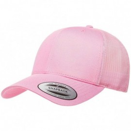 Baseball Caps Yupoong 6606 Curved Bill Trucker Mesh Snapback Hat with NoSweat Hat Liner - Pink - CK18O932ALS $27.11