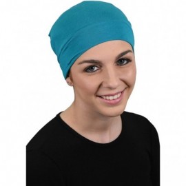 Skullies & Beanies Womens Soft Sleep Cap Comfy Cancer Wig Liner & Hair Loss Cap - Turquoise - C212E5ZA1T1 $15.11