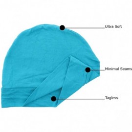 Skullies & Beanies Womens Soft Sleep Cap Comfy Cancer Wig Liner & Hair Loss Cap - Turquoise - C212E5ZA1T1 $15.11