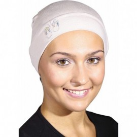 Skullies & Beanies Womens Soft Sleep Cap Comfy Cancer Hat with Studded Flip-Flops Applique - Beige - CV12O0TFOQP $19.31
