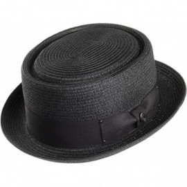 Fedoras Hats Toyo Braid Pork Pie Hat - Black - C711JQQTCL9 $58.97