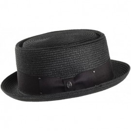 Fedoras Hats Toyo Braid Pork Pie Hat - Black - C711JQQTCL9 $35.86