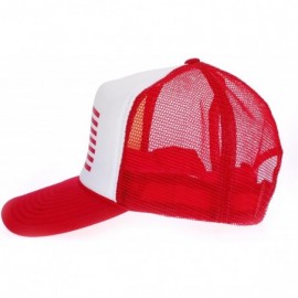 Baseball Caps American Flag Patriotic USA Classic 5 Panel Mesh Snap Back Trucker Hat - Red Flg - C9123IOKGRN $15.05