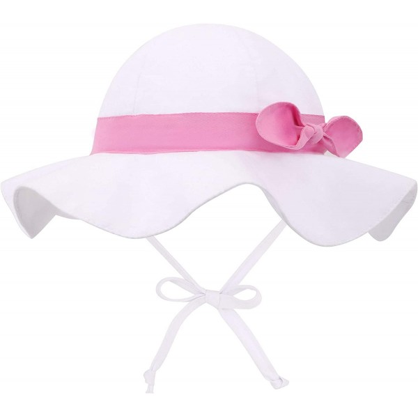 Sun Hats Baby's UPF 50+ UV Protection Outdoor Beach Sun Hat - White/Pink Band - CL194AUN7H4 $10.04