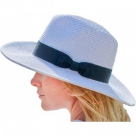 Fedoras Stevie Large Brim Womens Fedora Hat White UPF 50 Sun Hat for Women Packable Travel Hat - White - CP18HTK59NA $88.93