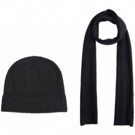 Skullies & Beanies Men's 100% Merino Wool Scarf- Beanie Hat Gift Box Set - Charcoal - CK193WK78EH $29.83