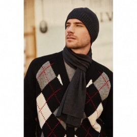 Skullies & Beanies Men's 100% Merino Wool Scarf- Beanie Hat Gift Box Set - Charcoal - CK193WK78EH $29.83