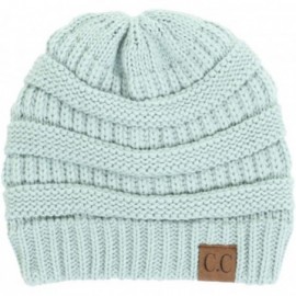 Skullies & Beanies Trendy Warm Chunky Soft Stretch Cable Knit Beanie Skull Cap Hat - Mint - C0185R3RHS8 $7.58