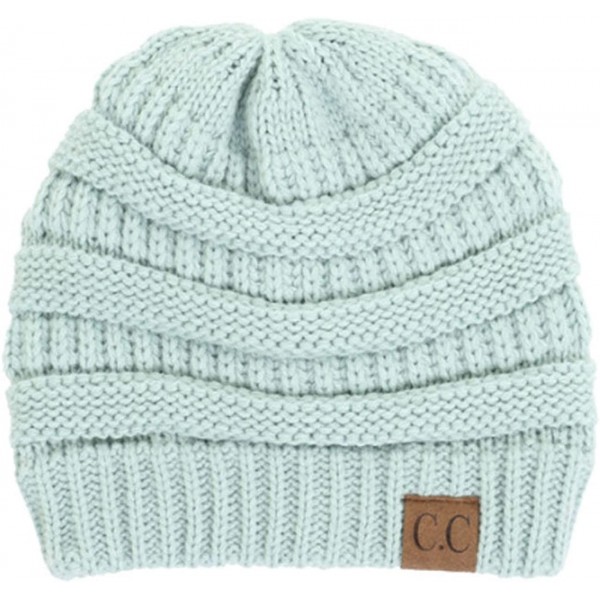 Skullies & Beanies Trendy Warm Chunky Soft Stretch Cable Knit Beanie Skull Cap Hat - Mint - C0185R3RHS8 $7.58