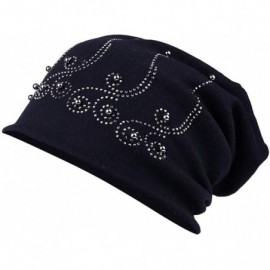 Visors Women Baggy Beanie Winter Hat Ski Slouchy Chic Point Rhinestone Knitted Cap 2019 Summer Visors Hat - CW18ONIUTOG $7.03