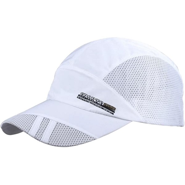 Baseball Caps Men's Summer Outdoor Sport Baseball Cap Mesh Hat Running Visor Sun Caps - White - CC12JS6JZ63 $10.92