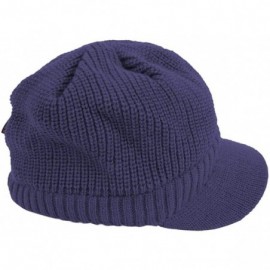 Skullies & Beanies Winter Outdoor Knitted Visor Beanie Hat with Brim Fur Lined Ski Snowboarding Cap - Blue - CH189D8WI0T $17.53
