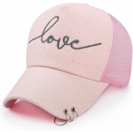 Baseball Caps Women Letter Love Baseball Cap Mesh Snapback Hat - Pink - CP1822UG522 $12.02