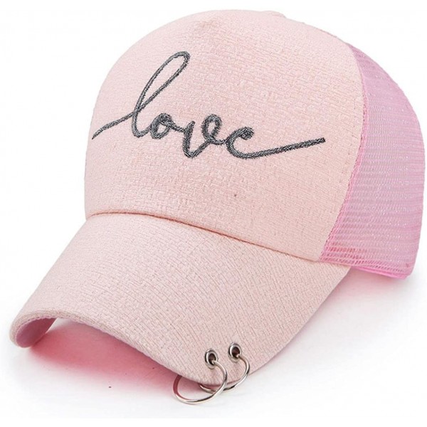 Baseball Caps Women Letter Love Baseball Cap Mesh Snapback Hat - Pink - CP1822UG522 $12.02