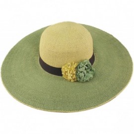 Sun Hats Natural Faded Color Floppy Wide Brim 5" Summer Derby Dressy Sun Hat - Sage - CX18D5895RK $18.45