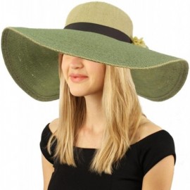 Sun Hats Natural Faded Color Floppy Wide Brim 5" Summer Derby Dressy Sun Hat - Sage - CX18D5895RK $18.45