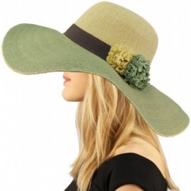 Sun Hats Natural Faded Color Floppy Wide Brim 5" Summer Derby Dressy Sun Hat - Sage - CX18D5895RK $18.45