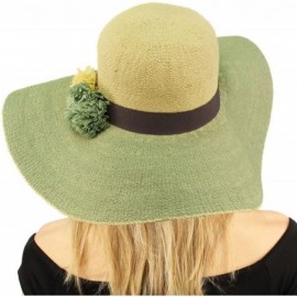 Sun Hats Natural Faded Color Floppy Wide Brim 5" Summer Derby Dressy Sun Hat - Sage - CX18D5895RK $18.45