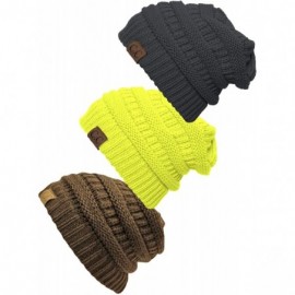 Skullies & Beanies Women's 3-Pack Knit Beanie Cap Hat - CB18LQI46AW $20.70
