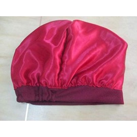 Skullies & Beanies Beanie for Women- Satin Lined Cap- Flower Head Wrap- Elegant Turban - Burgundy - C618YYIRN8K $14.38