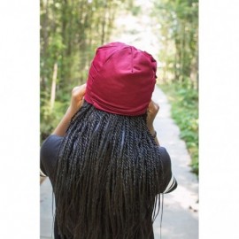 Skullies & Beanies Beanie for Women- Satin Lined Cap- Flower Head Wrap- Elegant Turban - Burgundy - C618YYIRN8K $14.38